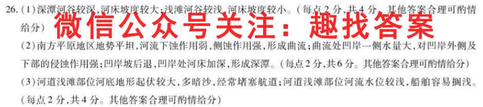 2023届高考信息检测卷(全国卷6)六地理
