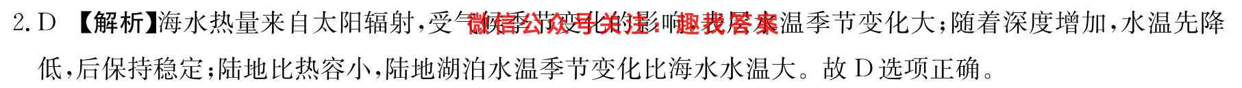全国大联考2023届高三全国第四次联考 4LK·(新高考)地理