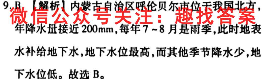 2023届高考分科模拟检测卷(6六)地理