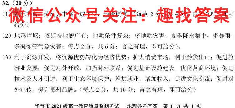2023年全国高考仿真模拟卷(一)地理