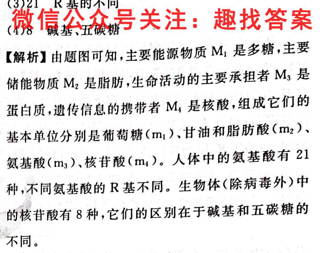 安徽省2022~2023学年度高一期中考试卷(新教材X)生物