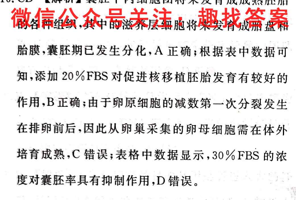2023全国高考单科综合卷(六)6生物