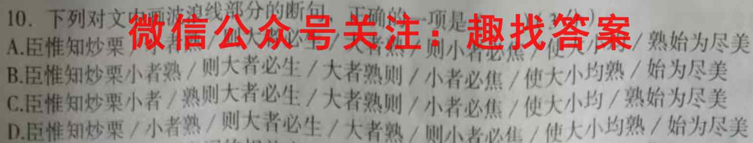 2023届甘肃省高三考试1月联考(标识▶◀)语文