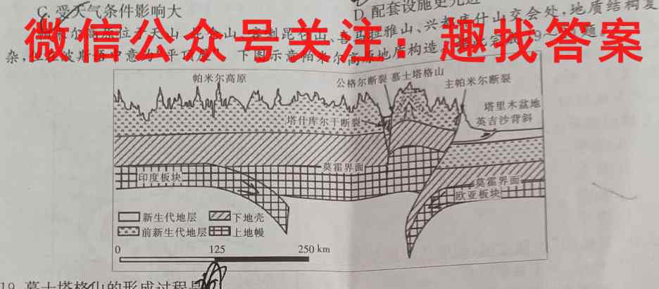 2023普通高等学校招生全国统一考试内参模拟测试卷 新高考(二)2地理
