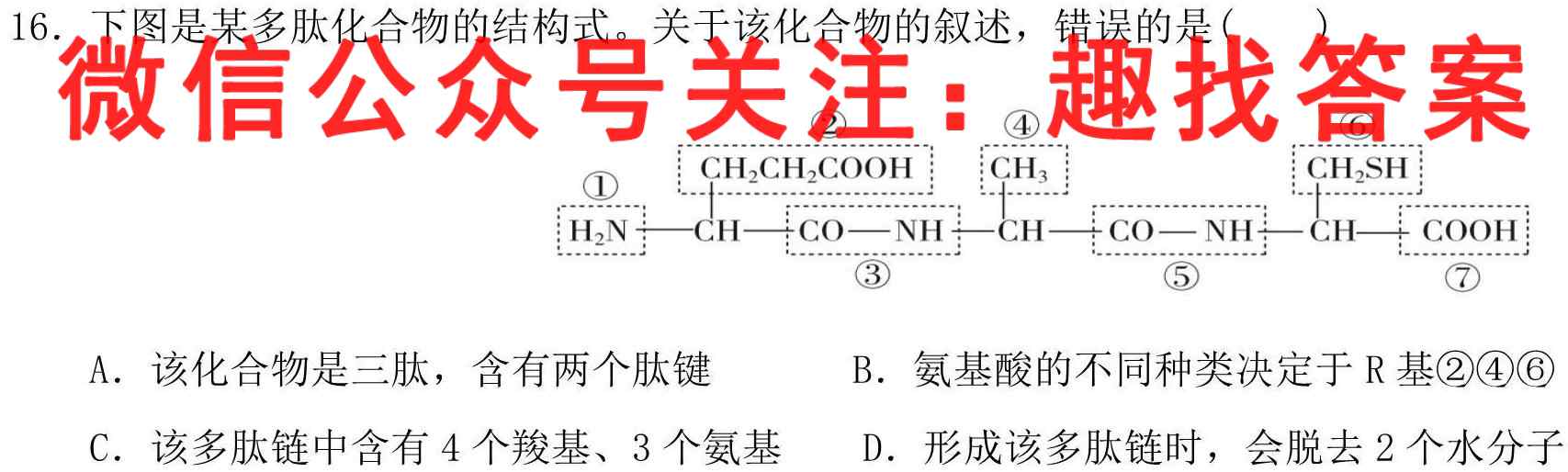 百校名师2023普通高中高考模拟信息卷LL(一)1生物