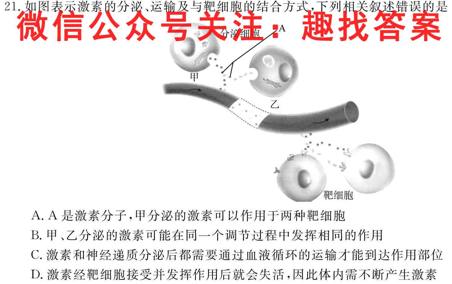 2023届衡水金卷先享题调研卷 湖南专版 一生物试卷答案