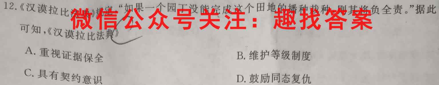 2023届驻马店高级中学2020级高三上期A类高中考试考前模拟历史