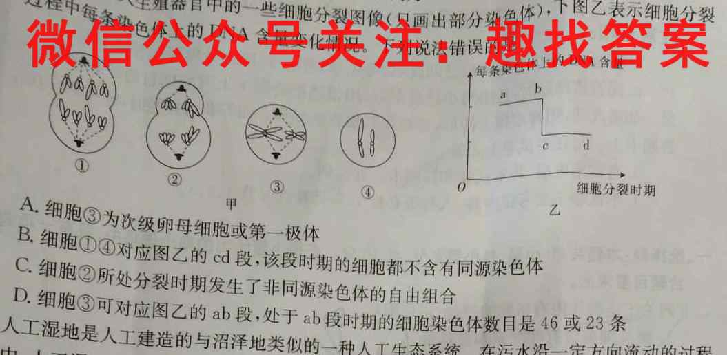 2023届天一大联考(新教材)高考全真模拟卷1(一)生物