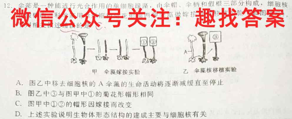 山西省202~2023高二年级12月月考(23266B)生物试卷答案