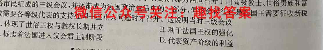 2023届衡水金卷先享题调研卷 湖南专版 四历史试卷