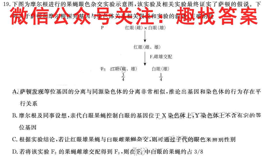 [阳光启学]2023届全国统一考试标准模拟信息卷(三)3生物