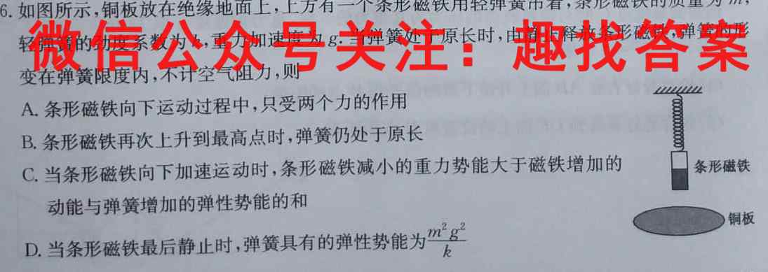 2023普通高等学校招生全国统一考试内参模拟测试卷 新高考(五)5物理