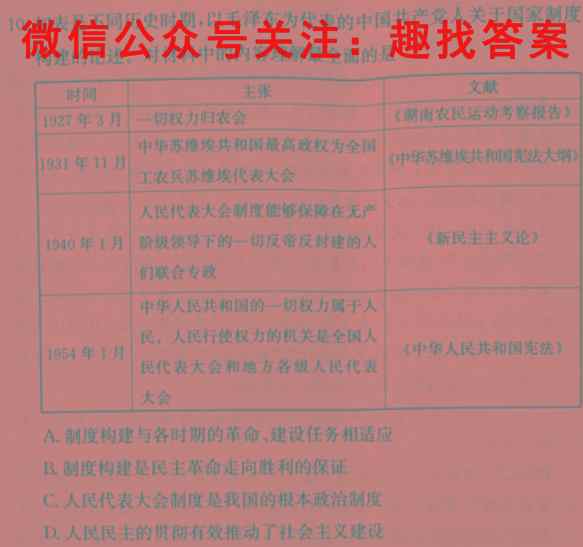 天一大联考 2022-2023学年海南省高考全真模拟卷4(四)历史试卷