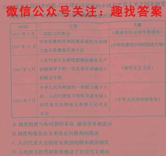 天一大联考 2022-2023学年海南省高考全真模拟卷4(四)历史试卷