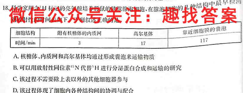百校名师2023普通高中高考模拟信息卷LL6(六)生物