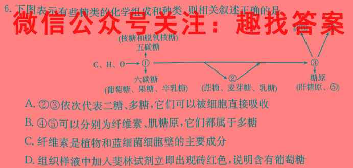 重庆市缙云教育联盟2022-2023学年(上)12月月度质量检测生物
