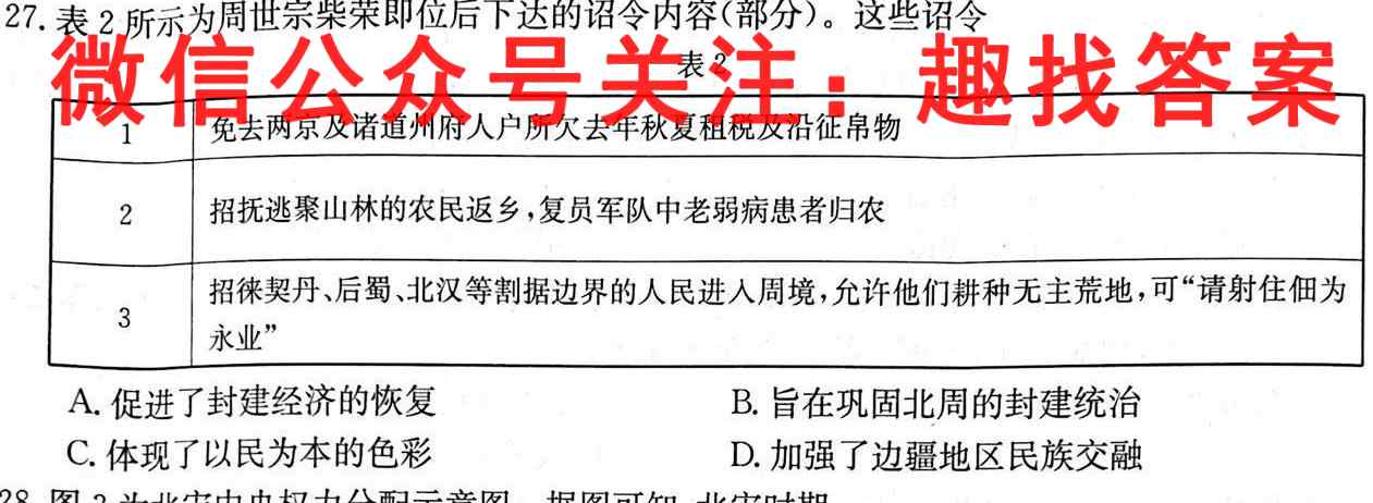 衡水金卷先享题2022-2023学年度上学期高三期末考试历史试卷