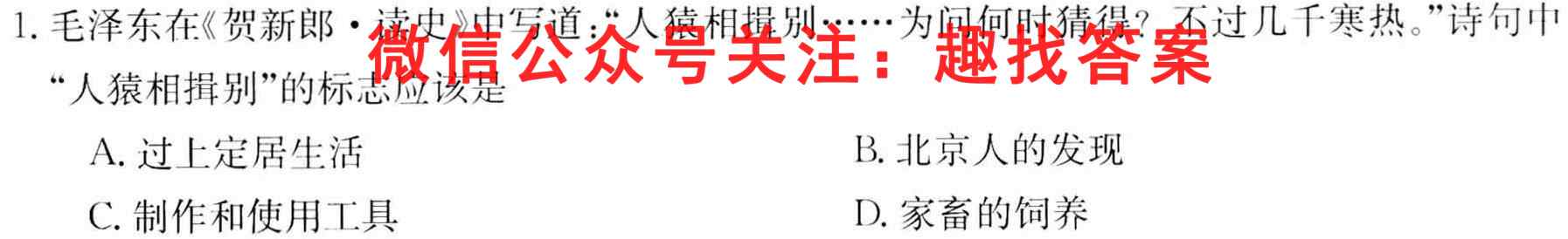 周秦教育2022~2023学年度第一学期九年级第二阶段巩固练*历史试卷