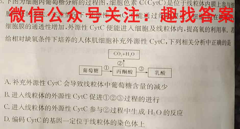 衡水金卷先享题调研卷全国乙卷(二)生物