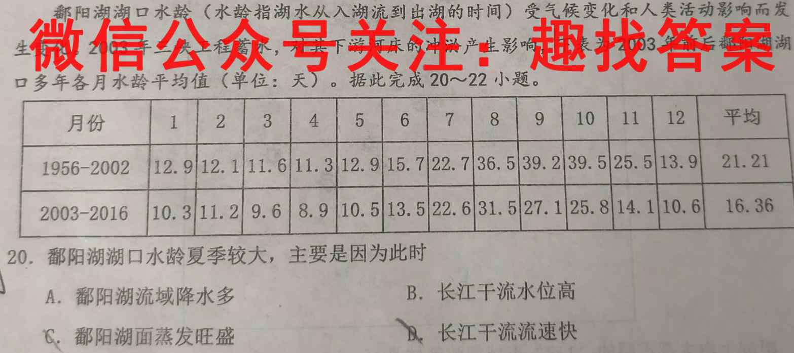 2023考前信息卷·第四辑 重点中学、教育强区 期末监测信息卷(四)4地理