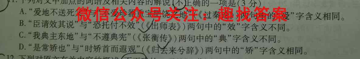 2023年普通高等学校招生全国统一考试·S3最新模拟卷(六)语文
