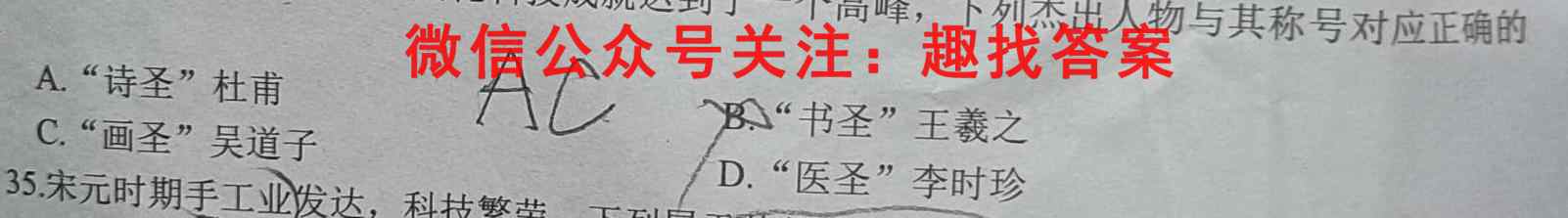 百师联盟2023届高三一轮复*联考(四4湖南卷历史试卷