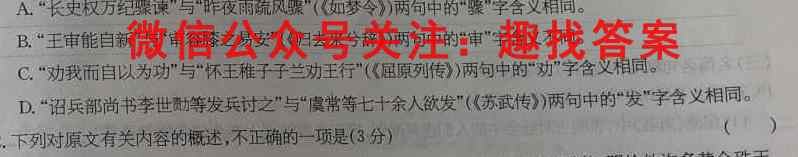 2023年普通高等学校全国统一模拟招生考试 新未来12月联考语文