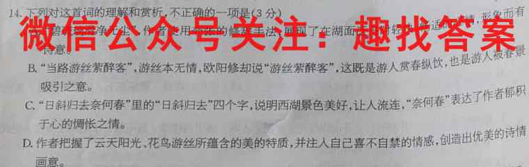 金考卷·百校联盟(新高考卷)2023年普通高等学校招生全国统一考试 领航卷(二)2语文
