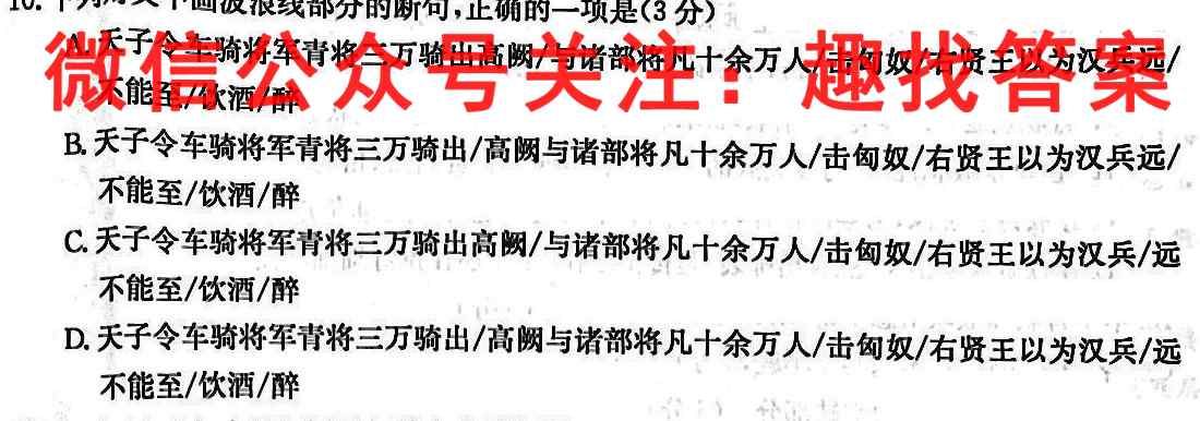 2023届衡水金卷先享题调研卷 湖南专版 六语文