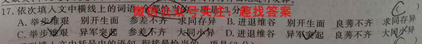 衡水金卷先享题调研卷2023届新教材(一)语文