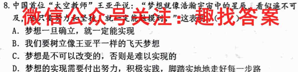 安徽省2022~2023学年度九年级期末综合评估 4L R政治试卷答案