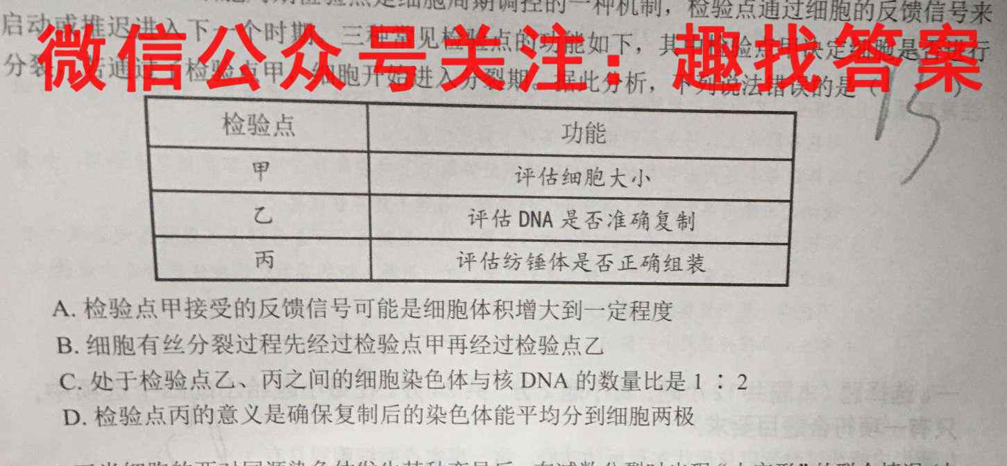 天一文化湖南高级中学2022-2023学年高二年级秋季期中考试生物试卷答案