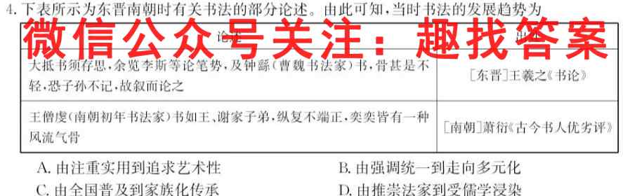 2023届衡中同卷调研卷 全国卷B(四)历史试卷