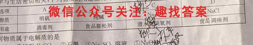 安徽省2022~2023第一学期高一年级12月联考(231301D)化学