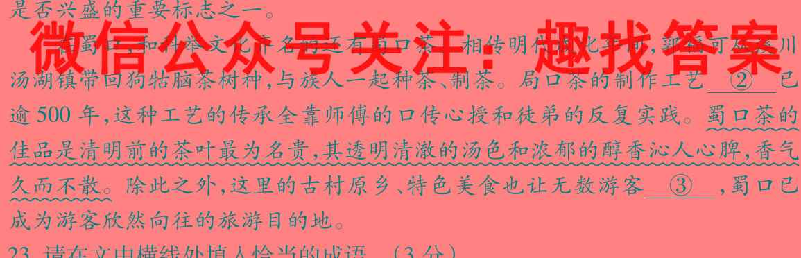 2023届衡水金卷先享题调研卷 山东专版 四语文