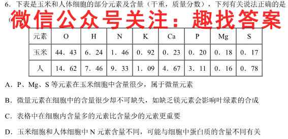 2022-2023学年江西省高一试卷12月联考(23-171A)生物