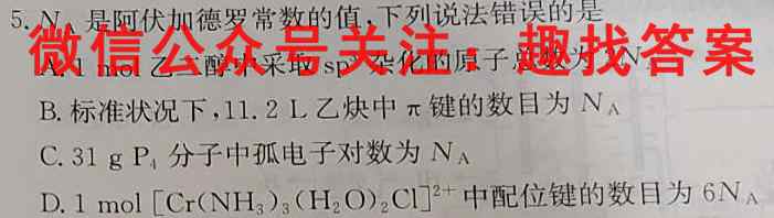 百师联盟 2023届高三一轮复习联考(五)新高考卷化学