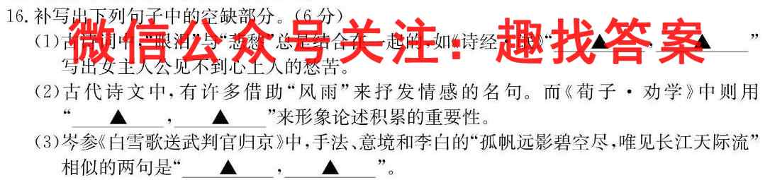 百校名师2023普通高中高考模拟信息卷LL6(六)语文