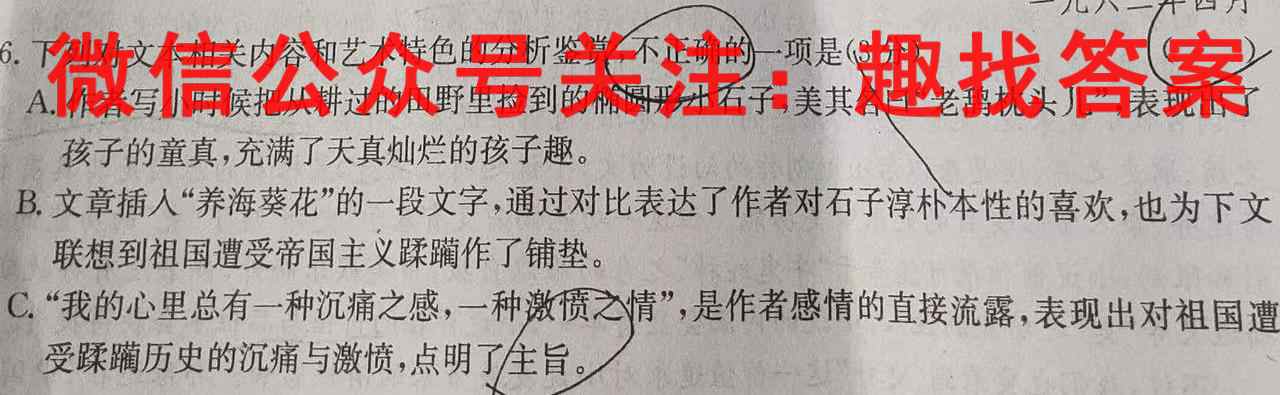 2023年全国新高考仿真模拟卷 新高考5(五)语文