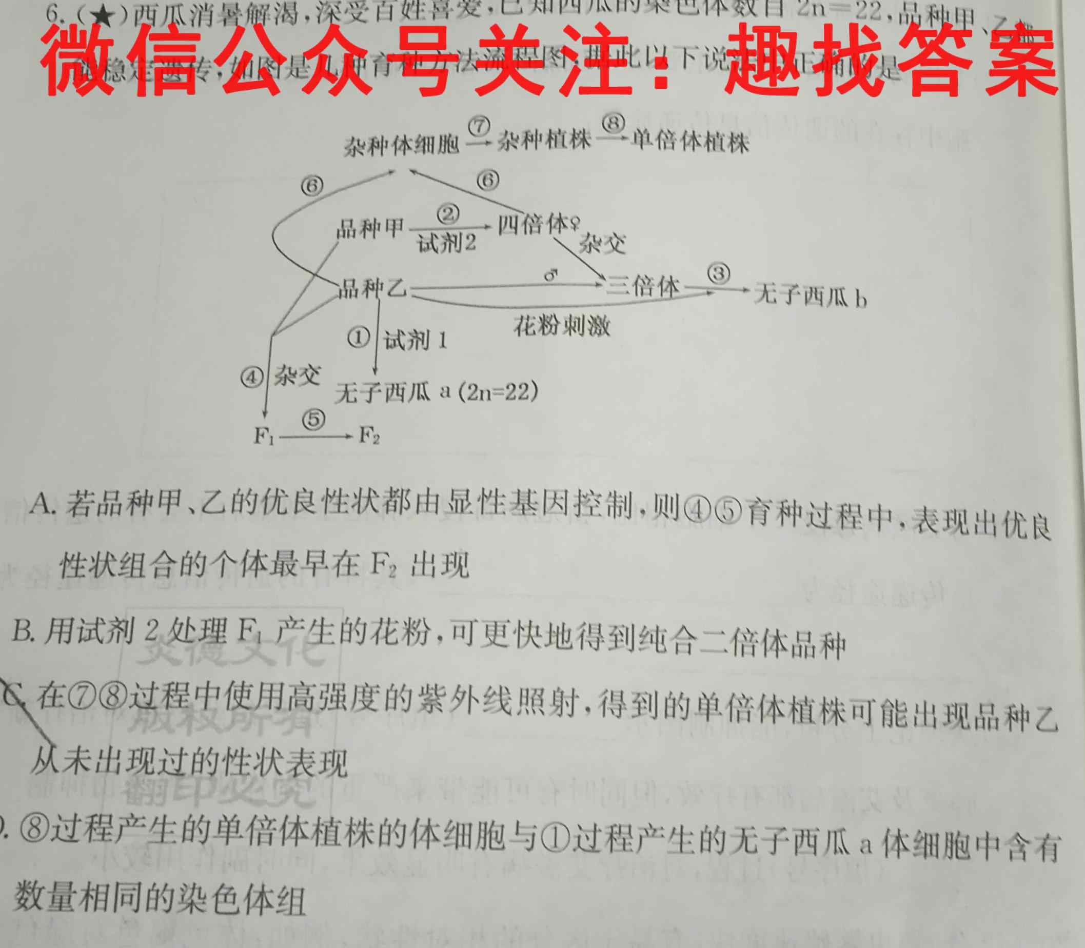 [乐山一调]乐山市高中2023届第一次调查研究考试生物