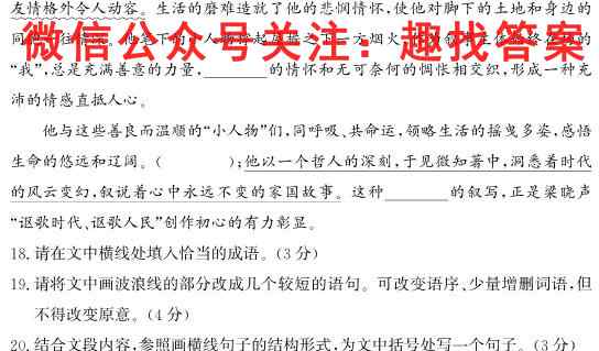 安徽第一卷·2022-2023学年安徽省七年级上学期阶段性质量监测(三)语文