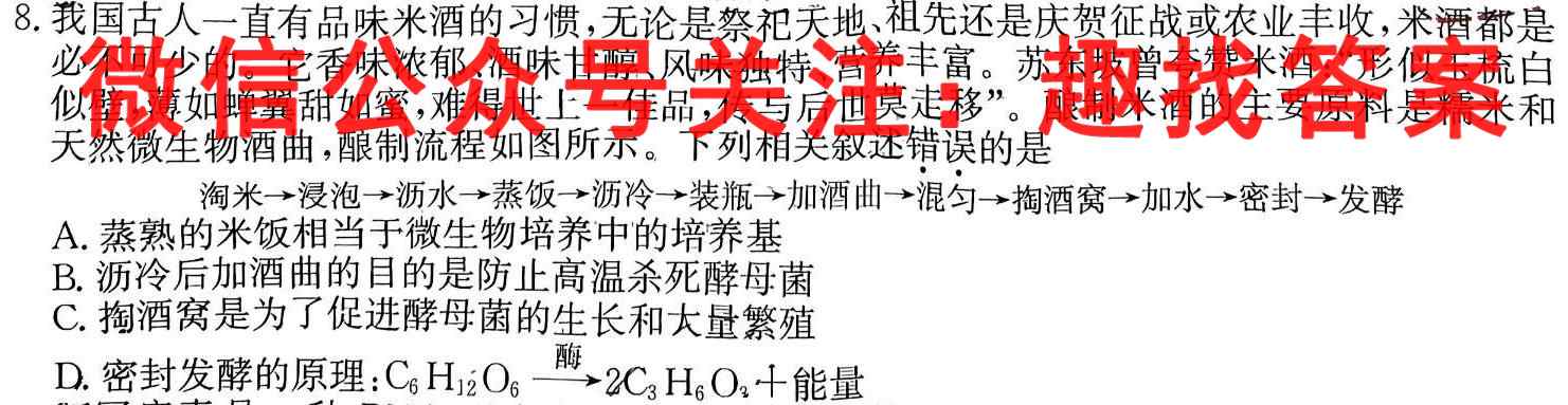 2023衡水金卷先享题调研卷全国乙卷B生物