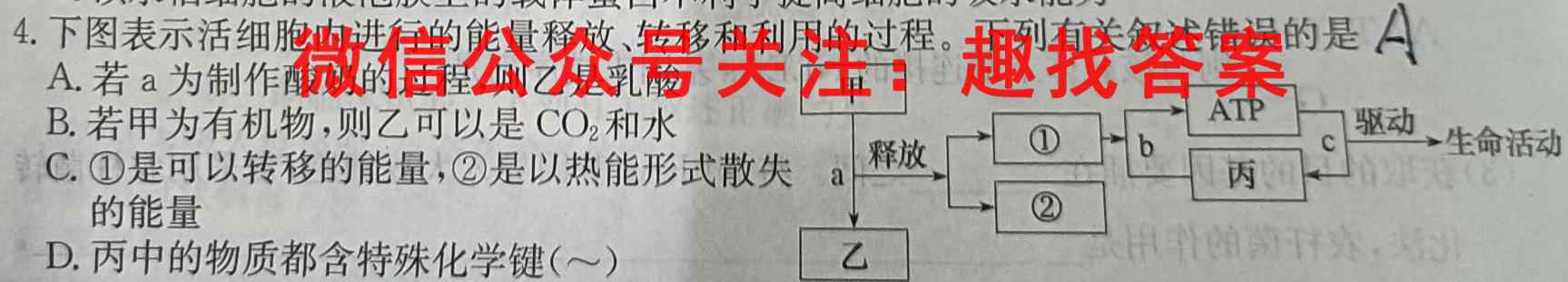 衡中同卷2022-2023上学期高三五调(新高考/新教材版)生物