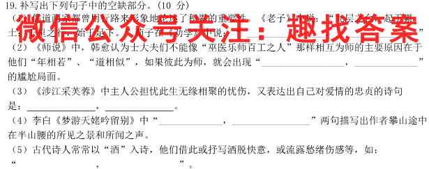 金考卷·百校联盟(新高考卷)2023年普通高等学校招生全国统一考试 领航卷(六)6语文