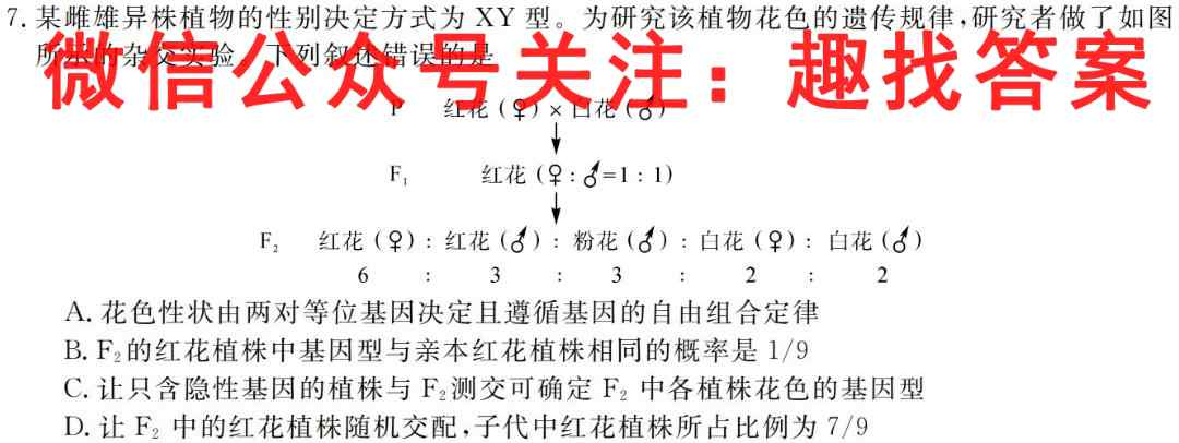 黄冈八模2023届高三模拟测试卷(一)1生物