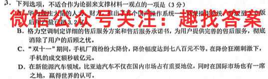 百师联盟2023届高三一轮复*联考(四)4山东卷语文