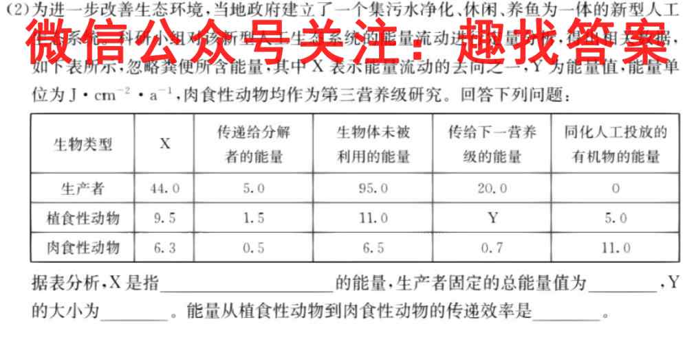 湖北省荆门市2022-2023学年度上学期九年级期末质量检测生物试卷答案