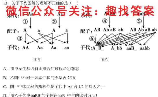 2023届大湾区普通高中毕业班第一次联合模拟考试(1月)生物