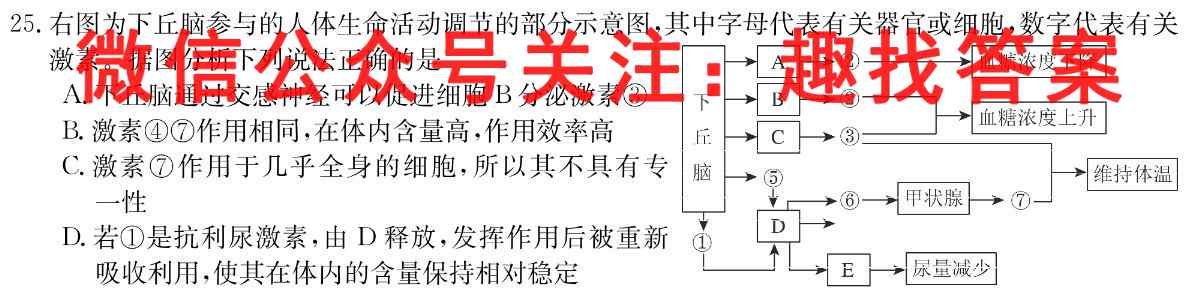 天一大联考 2022-2023学年高三年级上学期期末考试生物试卷答案