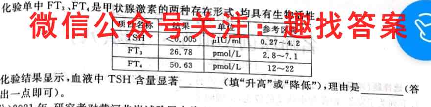 2023届普通高等学校招生全国统一考试综合信息卷(六)6生物
